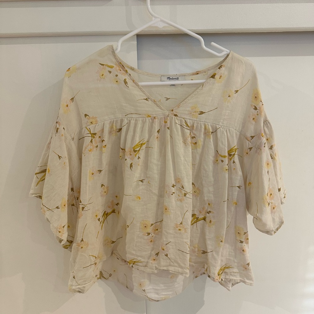 Madewell Cream Floral Blouse - 100% cotton!